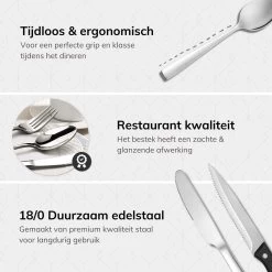 Deleca 8 Persoons Bestekset (48-delig) - Lepels, Messen, Vorken & Steakmessen - Vaatwasserbestendig - Zilver / RVS -Woonkeuken Winkel 1200x1200 805