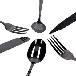 Deleca 6 Persoons Bestekset (36-delig) - Lepels, Messen, Vorken & Steakmessen - Vaatwasserbestendig - Zwart / RVS -Woonkeuken Winkel 1200x1200 839
