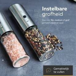 101Products Peper- & Zoutmolen Elektrisch - USB Oplaadbaar - Pepermolen - Zoutmolen - RVS -Woonkeuken Winkel 1200x1200 849