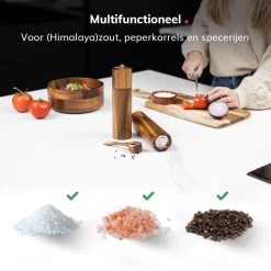 Deleca Luxe Peper En Zoutmolen Set - Zout / Pepermolen - Handmatig - Met Navul Lepel & Geschenkdoos - Acacia Hout - Rond -Woonkeuken Winkel 1200x1200 919