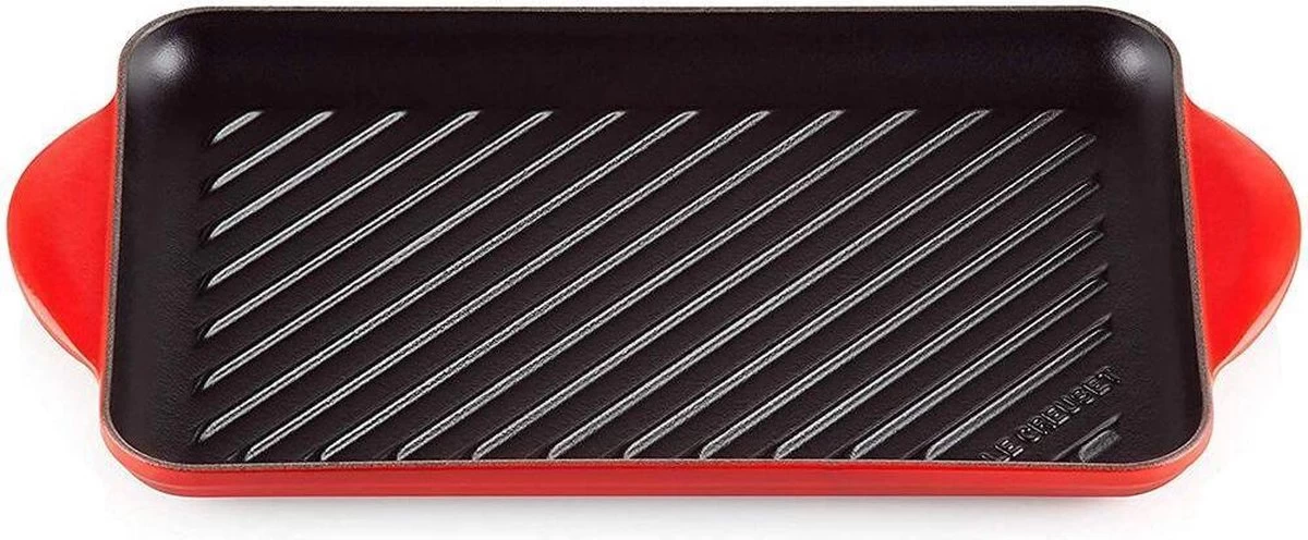 Le Creuset - Gietijzeren Grillplaat - 32x22cm - Kersenrood 3 Le Creuset - Gietijzeren Grillplaat - 32x22cm - Kersenrood