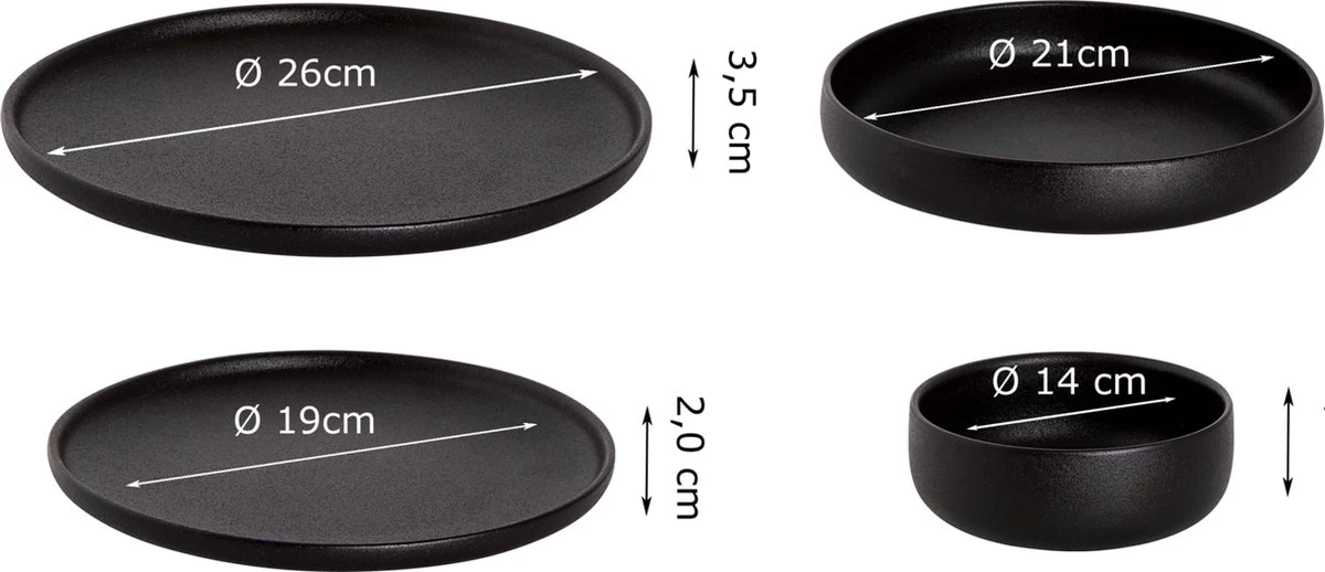 Maastricht Porselein Serviesset Universe Porselein 6-persoons 24-delig Zwart 14 Maastricht Porselein Serviesset Universe Porselein 6-persoons 24-delig Zwart - Afbeelding 12