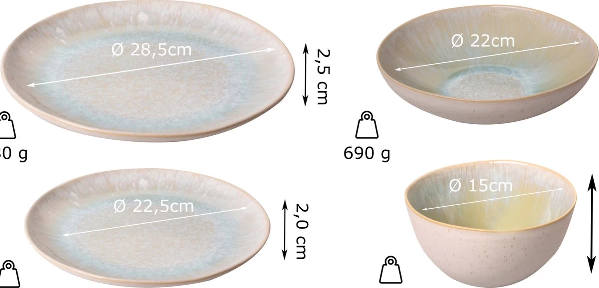 Palmer Serviesset Light Blue Sea Stoneware 6-persoons 24-delig Blauw 14 Palmer Serviesset Light Blue Sea Stoneware 6-persoons 24-delig Blauw - Afbeelding 12