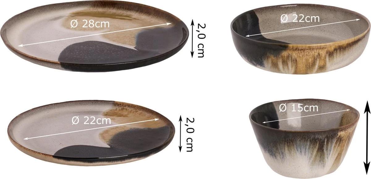 Palmer Serviesset Aquarel Stoneware 6-persoons 24-delig Beige Blauw 5 Palmer Serviesset Aquarel Stoneware 6-persoons 24-delig Beige Blauw - Afbeelding 3