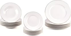 LeRijn® Serviesset Deventer 6 Persoons - 18 Delig - Licht Crème Wit Met Gouden Rand En Motief - Dinerborden - Soepborden - Dessertborden - Borden Servies - Bordenset -Woonkeuken Winkel 1200x612 3