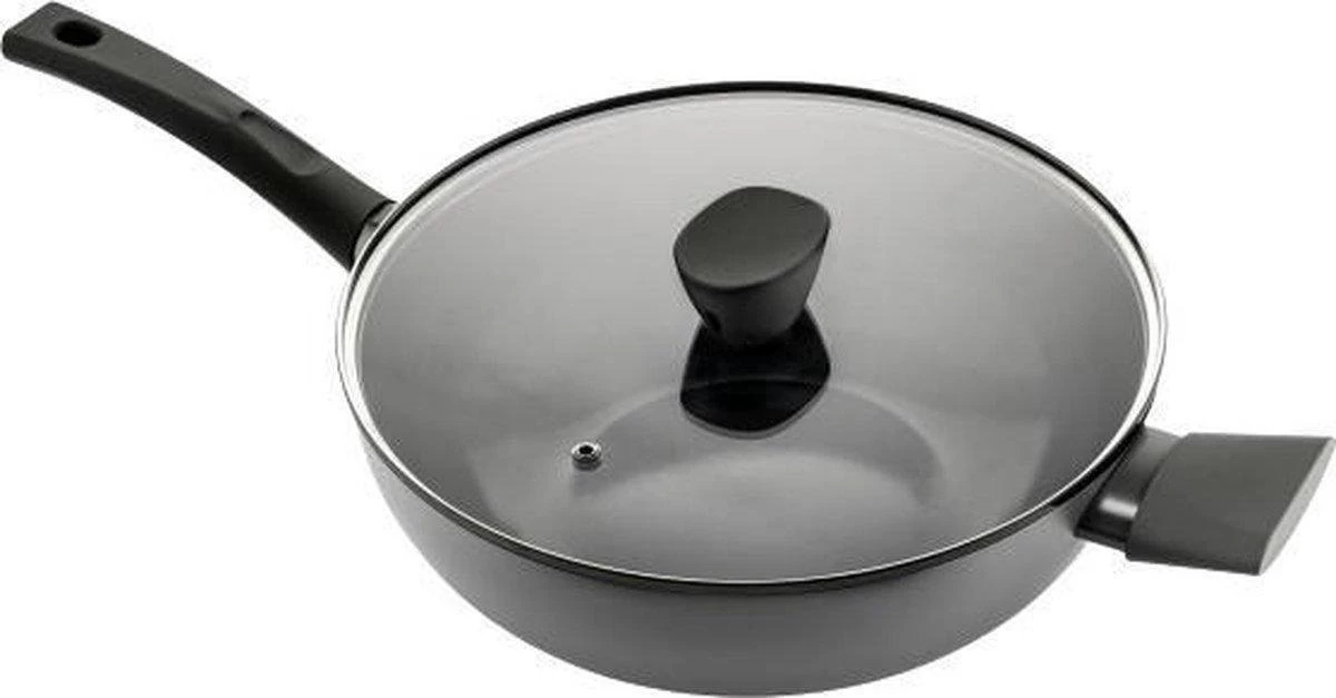 ISENVI Avon Keramische Wok Met Deksel 36 CM - Ergo Greep 3 ISENVI Avon Keramische Wok Met Deksel 36 CM - Ergo Greep