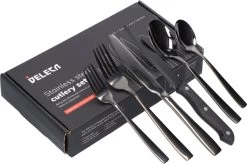 Deleca 6 Persoons Bestekset (36-delig) - Lepels, Messen, Vorken & Steakmessen - Vaatwasserbestendig - Zwart / RVS -Woonkeuken Winkel 1200x796 14