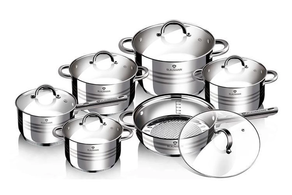 Blaumann 12-delige Roestvrijstalen Pannenset 5 Blaumann 12-delige Roestvrijstalen Pannenset - Afbeelding 3