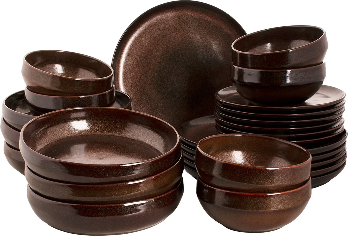 Palmer Serviesset Bama Copper Stoneware 6-persoons 24-delig Koper 4 Palmer Serviesset Bama Copper Stoneware 6-persoons 24-delig Koper - Afbeelding 2