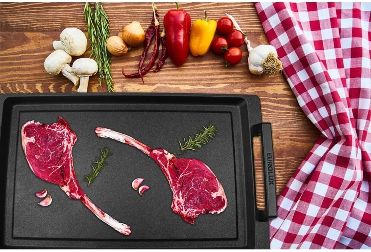 Eurolux Teppanyaki Plaat Met Grepen - 41 X 24 X 2.5 Cm - Zwart - Aluminium - Geschikt Voor Alle Warmtebronnen 10 Eurolux Teppanyaki Plaat Met Grepen - 41 X 24 X 2.5 Cm - Zwart - Aluminium - Geschikt Voor Alle Warmtebronnen - Afbeelding 8