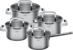 Sola Pannenset Juvia - 4 Delig - Ø 16,16,18,20 Cm - Zilver - RVS - Sandwichbodem -Woonkeuken Winkel 1200x826 1