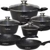 Cheffinger Pannenset - 10 Delig - Marmeren Coating - Inductie - Met Glazen Deksels - Zwart -Woonkeuken Winkel 1200x836 2
