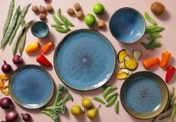 Palmer Serviesset Lotus Stoneware 6-persoons 24-delig Zwart Turquoise -Woonkeuken Winkel 1200x838 1