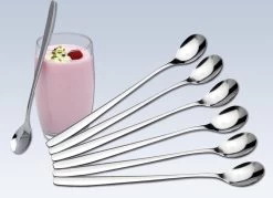 Merkloos Latte Macchiato Lepels – RVS Lange Yoghurt, Dessert Of Koffie Lepeltjes – Set Van 6 Stuks -Woonkeuken Winkel 1200x868