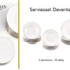 LeRijn® Serviesset Deventer 6 Persoons - 18 Delig - Licht Crème Wit Met Gouden Rand En Motief - Dinerborden - Soepborden - Dessertborden - Borden Servies - Bordenset -Woonkeuken Winkel 1200x872 2
