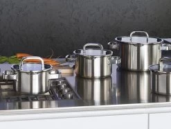 Sola Pannenset Juvia - 4 Delig - Ø 16,16,18,20 Cm - Zilver - RVS - Sandwichbodem -Woonkeuken Winkel 1200x905