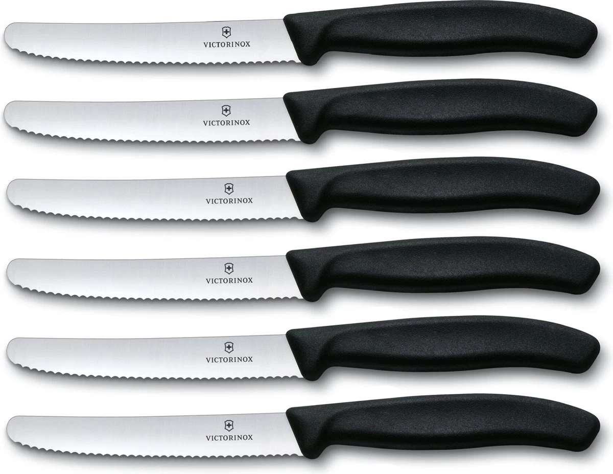 Victorinox Tafelmes 6 Stuks Zwart Krom Heft 9 Victorinox Tafelmes 6 Stuks Zwart Krom Heft - Afbeelding 7