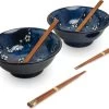 EDO JAPAN - RAMEN BOWL SET/6 2PERS HANA BLAUW O/22CM|H9CM