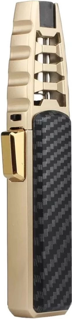 Merkloos Turbo Jetflame Aansteker - Gasbrander - Vuurwerk Torch - Crème Brûlée Brander - BBQ En Sigaren Aansteker - Windproof - Carbon Met Goudkleurige Metalen Behuizing -Woonkeuken Winkel 272x1200 2