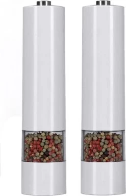 IGOODS Keramiek Elektrische Pepermolen En Zoutmolen - Pepermolen - Zoutmolen - 2 Stuks- Wit